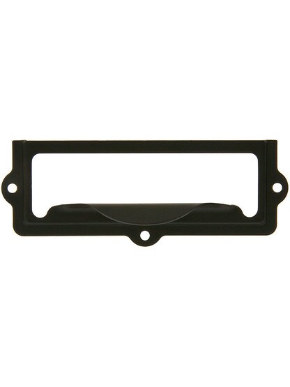 3 1/8 inch Stamped Brass Label Holder and Pull in Oil Rubbed Bronze.